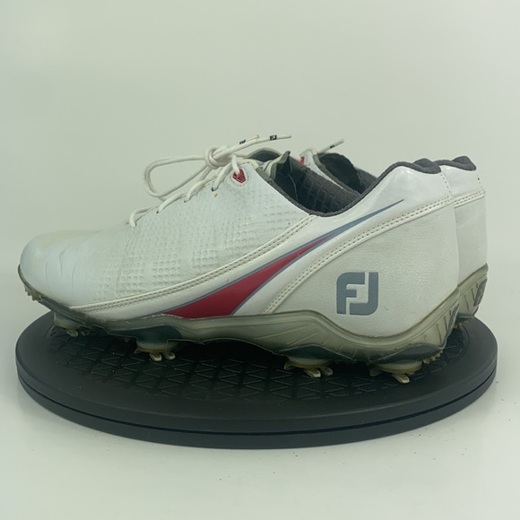 Footjoy DNA 2.0 White/Red Golf Cleats Shoes 53310 Men's Size 9 - Picture 8 of 13